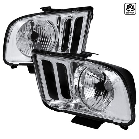 Spec-D Tuning 05-09 Ford Mustang Euro Headlight Chrome Housing LH-MST05-RS